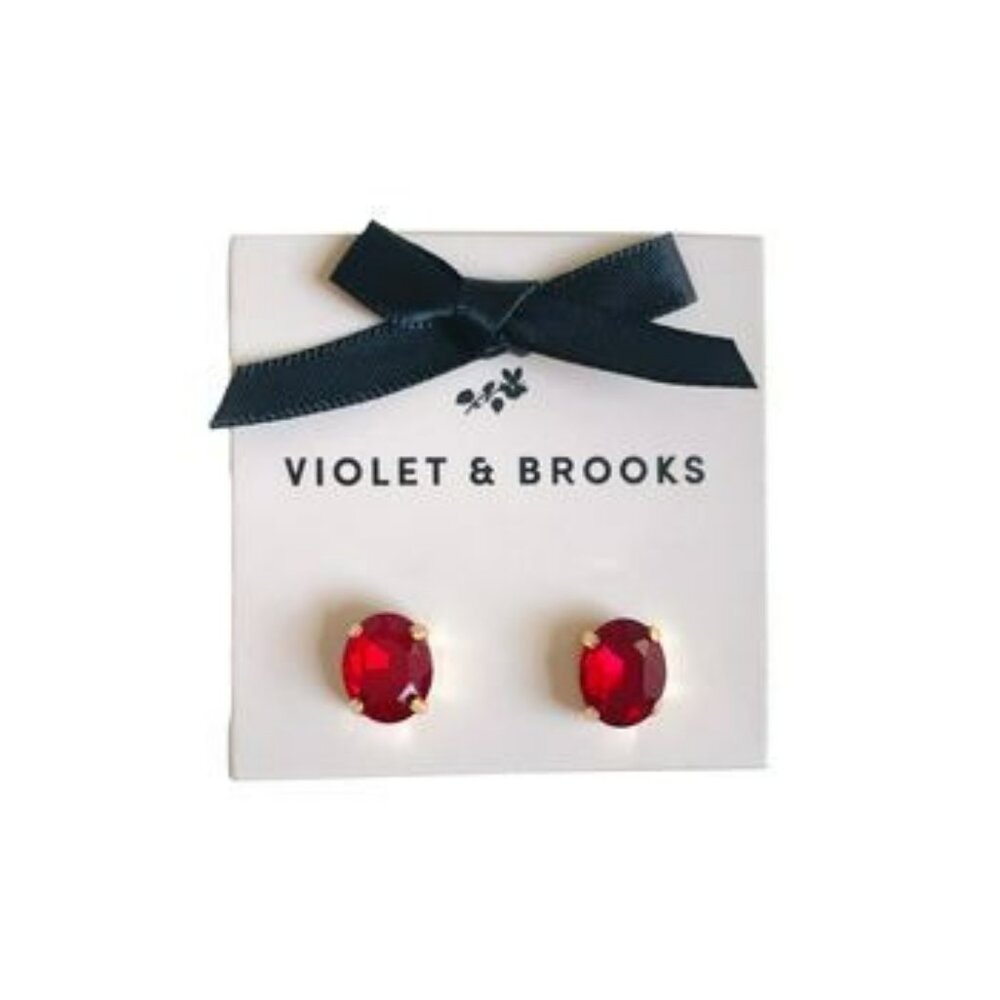Violet And‎ Brooks Red Crystal Gold plated & brass Earrings  NTW